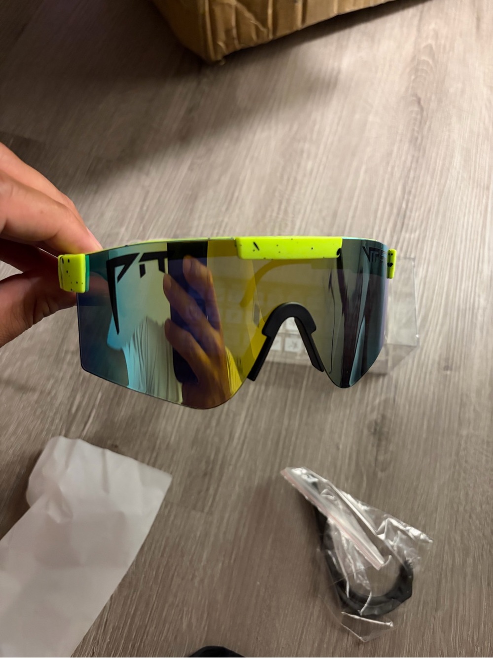 Pit Viper Neon Yellow Mirrored Shield Sunglasses